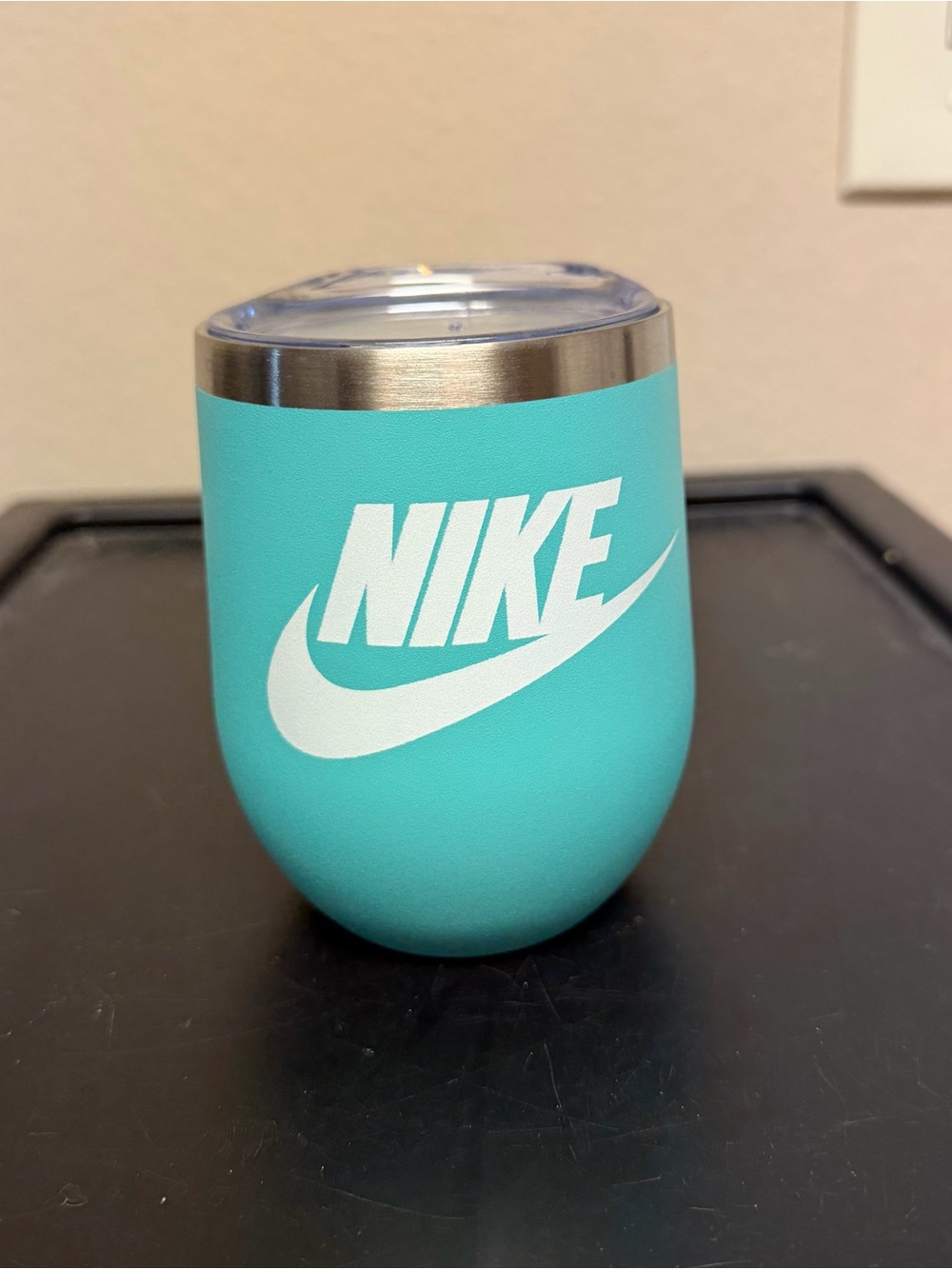 Nike Turquoise Travel Tumbler with White Swoosh